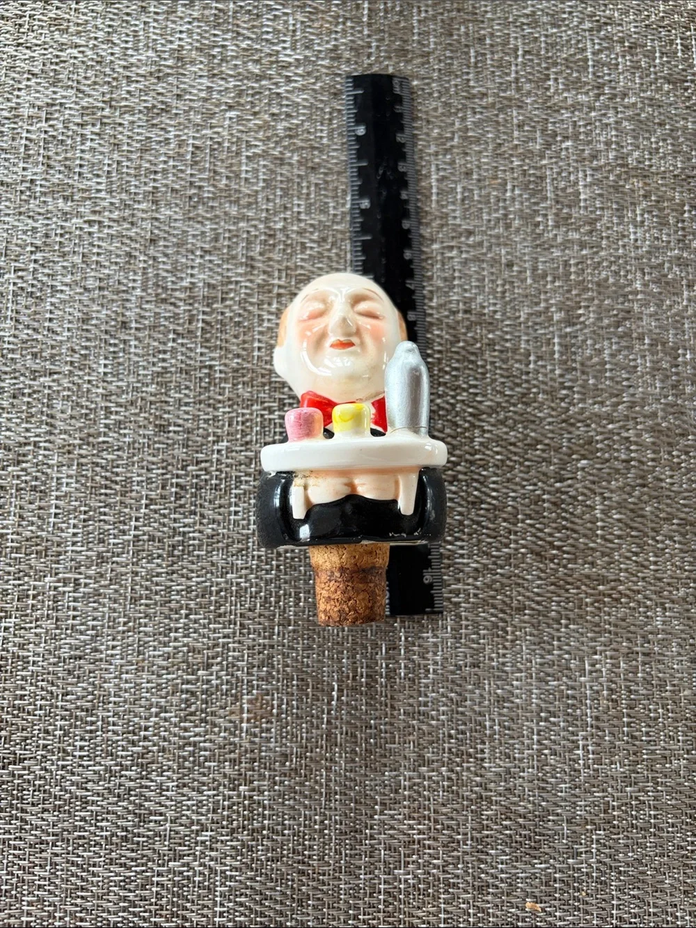 Vintage 1980's Ceramic Butler Bottle Stopper Charming!